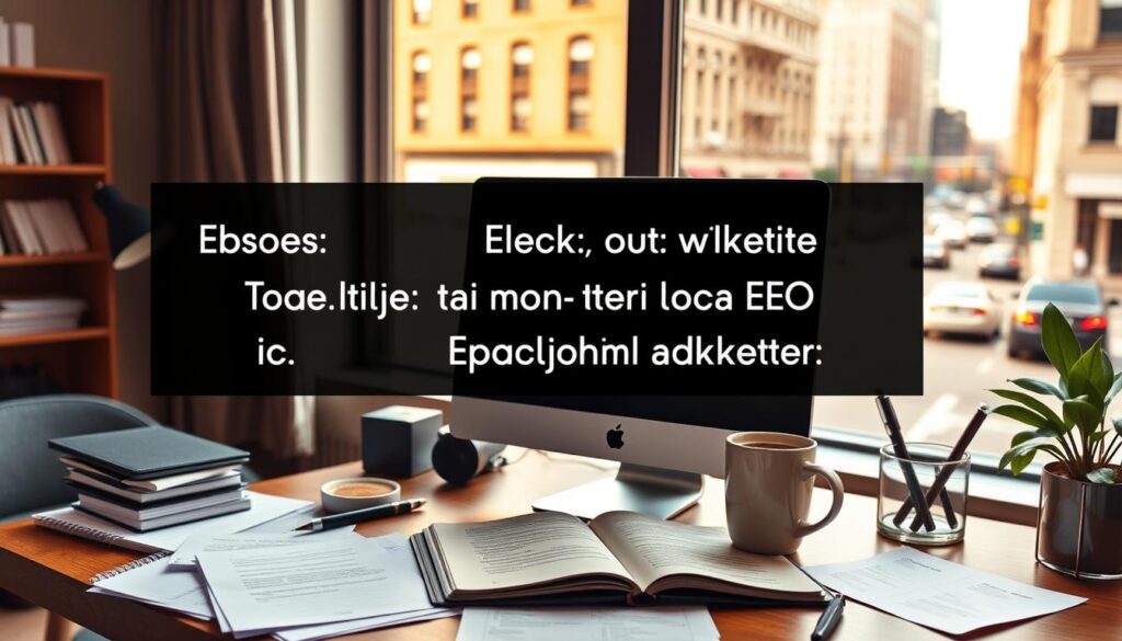 A cozy, modern office setting with a desktop computer, a cup of coffee, and a notebook open on the desk. In the background, a large window overlooking a bustling city street. Warm, natural lighting fills the room, creating a productive and inviting atmosphere. The desk is cluttered with papers, a pen holder, and a desk plant, suggesting a focus on content creation and local SEO strategies. The overall scene conveys a sense of diligence, creativity, and a thriving digital marketing endeavor. A cozy, modern office setting with a desktop computer, a cup of coffee, and a notebook open on the desk. In the background, a large window overlooking a bustling city street. Warm, natural lighting fills the room, creating a productive and inviting atmosphere. The desk is cluttered with papers, a pen holder, and a desk plant, suggesting a focus on content creation and local SEO strategies. The overall scene conveys a sense of diligence, creativity, and a thriving digital marketing endeavor.